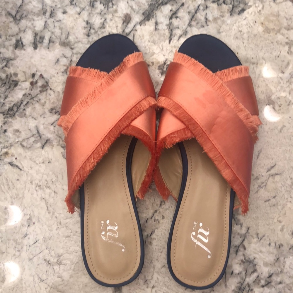 Orange Satin Mules